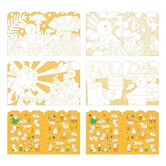 Bunnies Coloring Book + Stickers