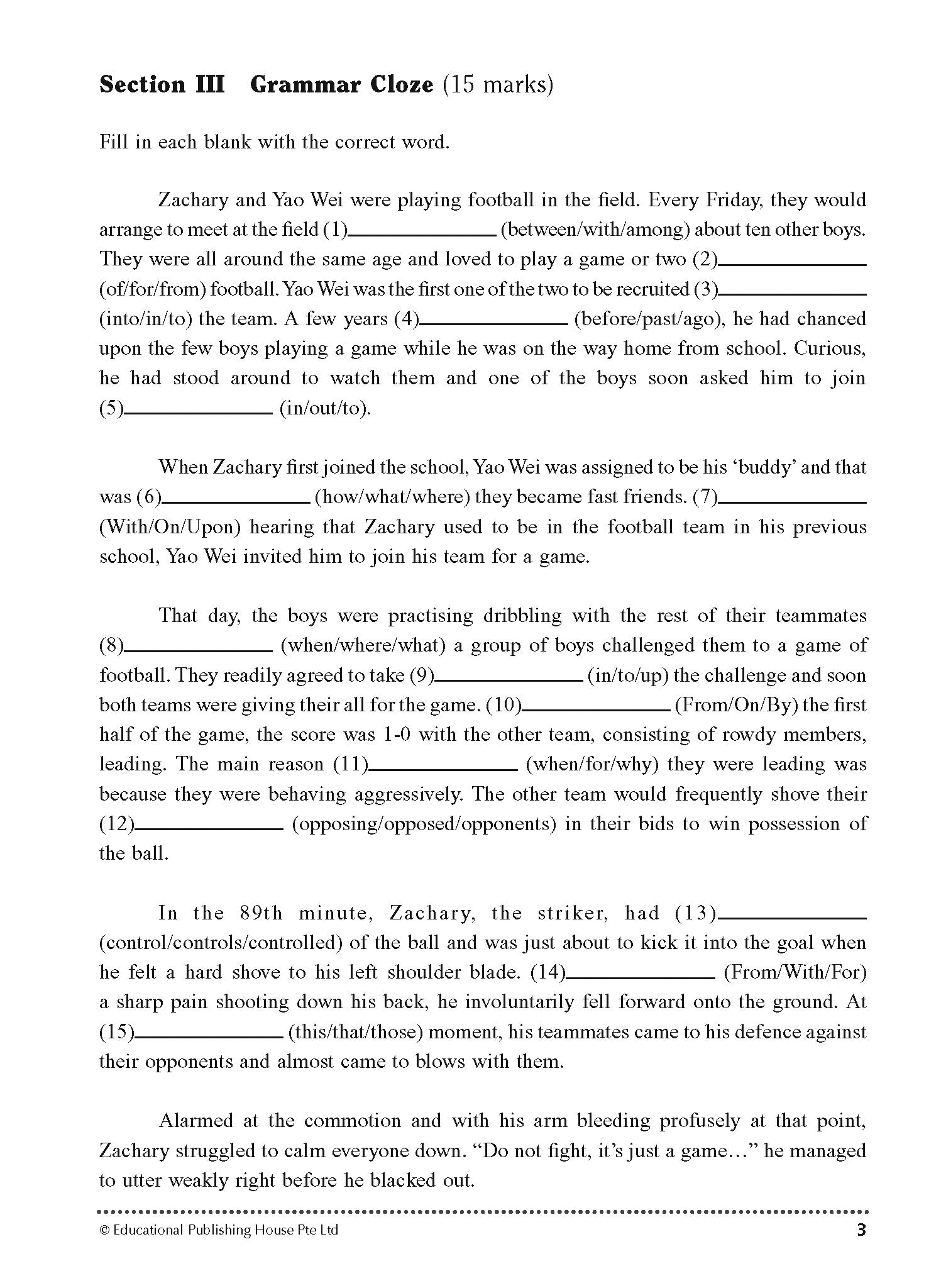 Secondary 1 Normal Academic/G2 English Examination Practice