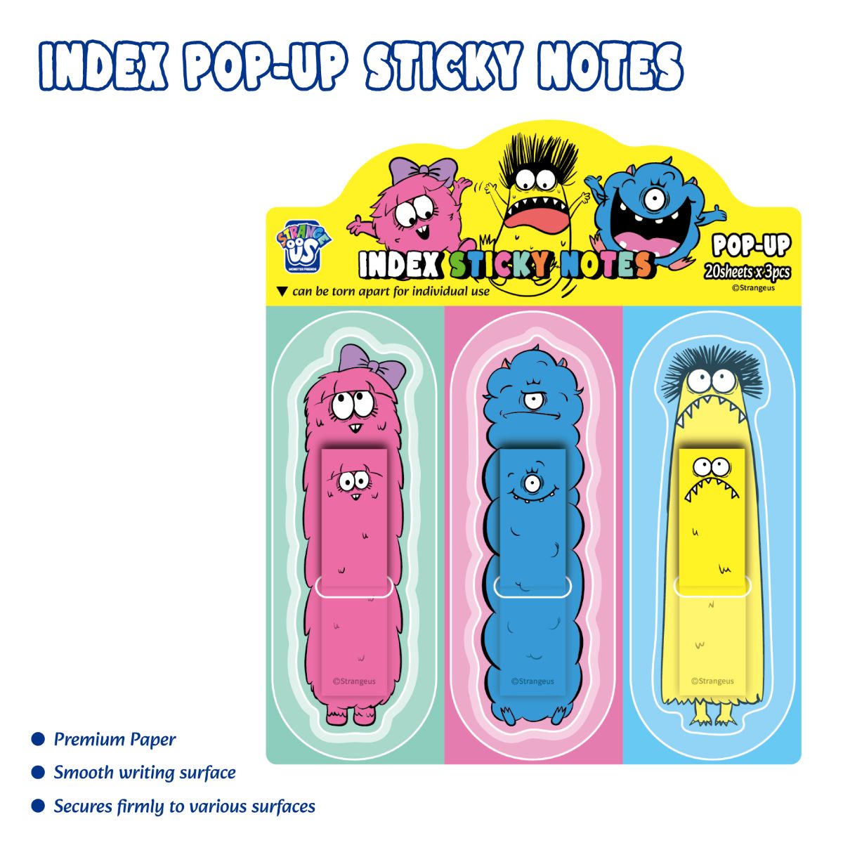 Strange Us Index Sticky Notes 3Pc/Set
