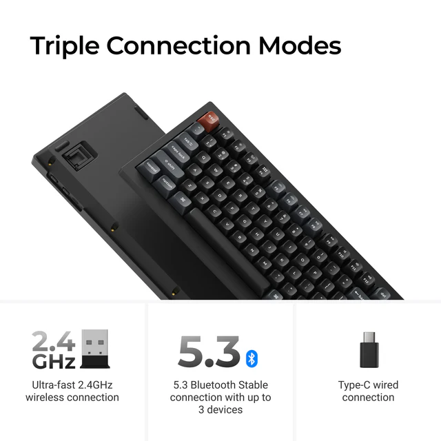 Keychron V1 Ultra 8K Wireless Custom Mechanical Keyboard - Red