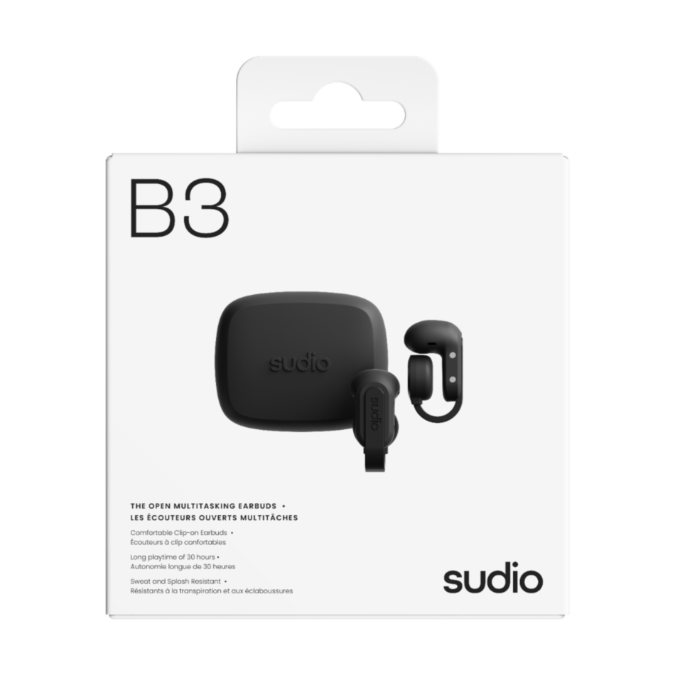 Sudio B3 Open-Ear True Wireless Earbuds – Black