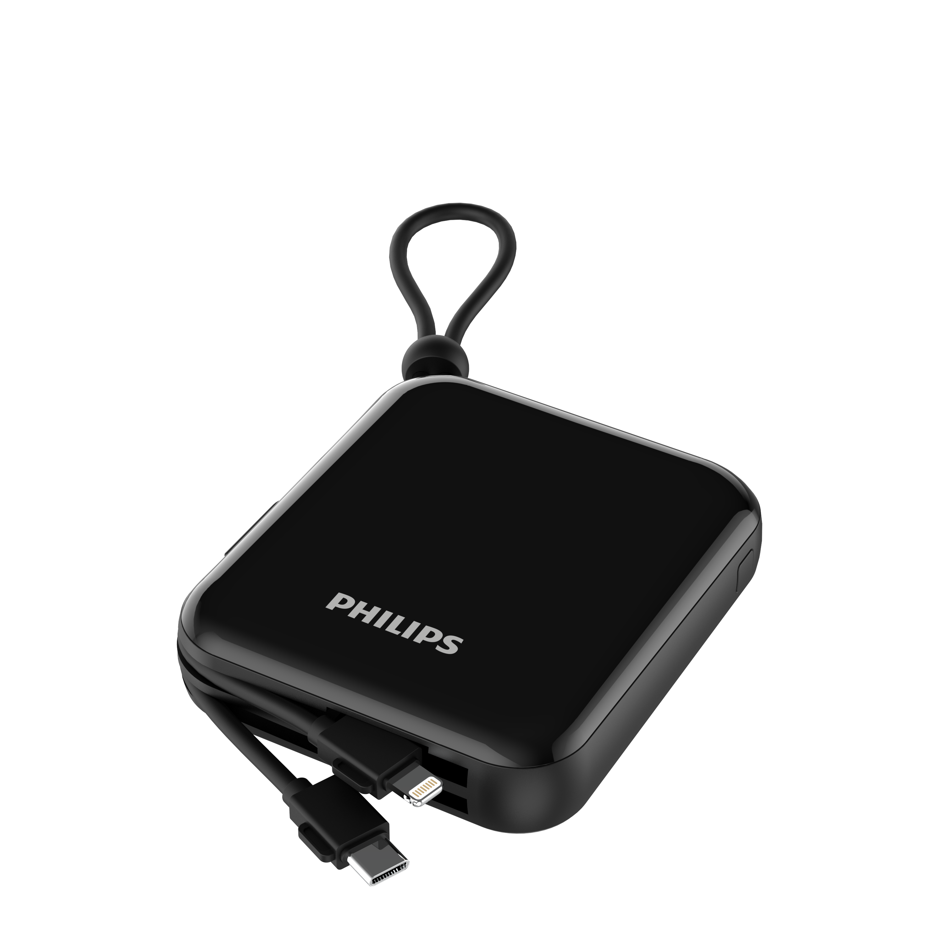 Philips DP5712C 10,000mAh Power Bank (22.5W Fast Charge with Built-in USB-C & Lightning Cables) – Black