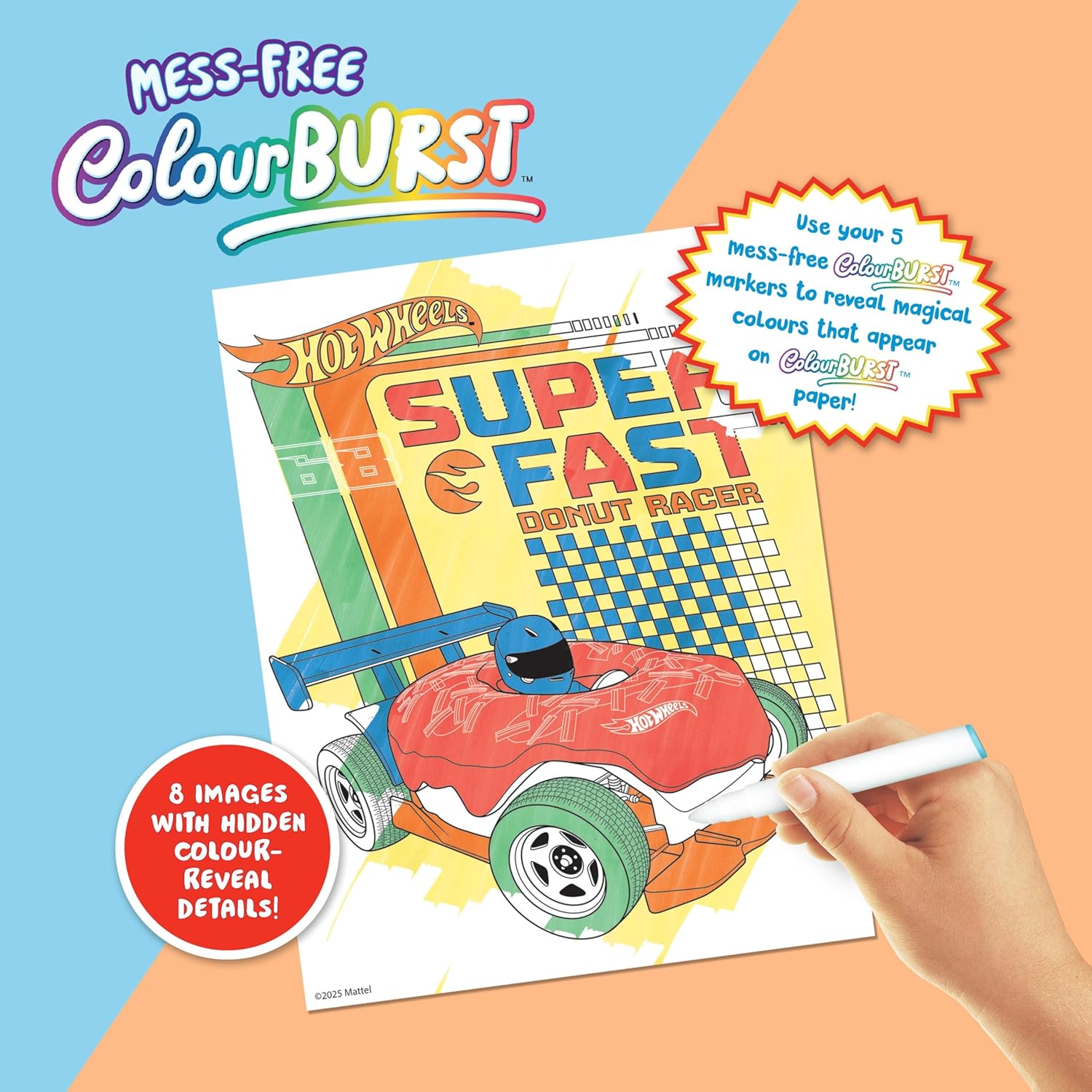Inkredibles Colour Burst Hot Wheels – 16-Page Colouring Book with 5 Mess-Free Markers