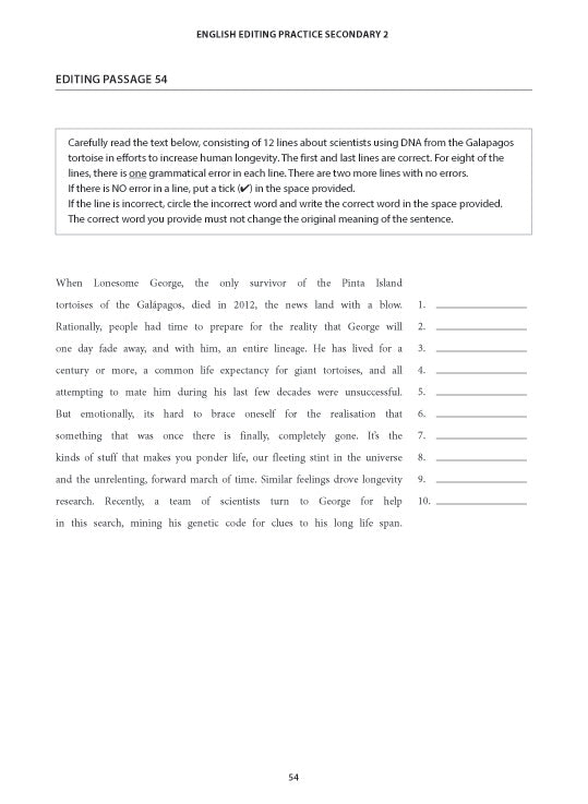 English Editing Practice Secondary 2 Express/Normal (Academic)