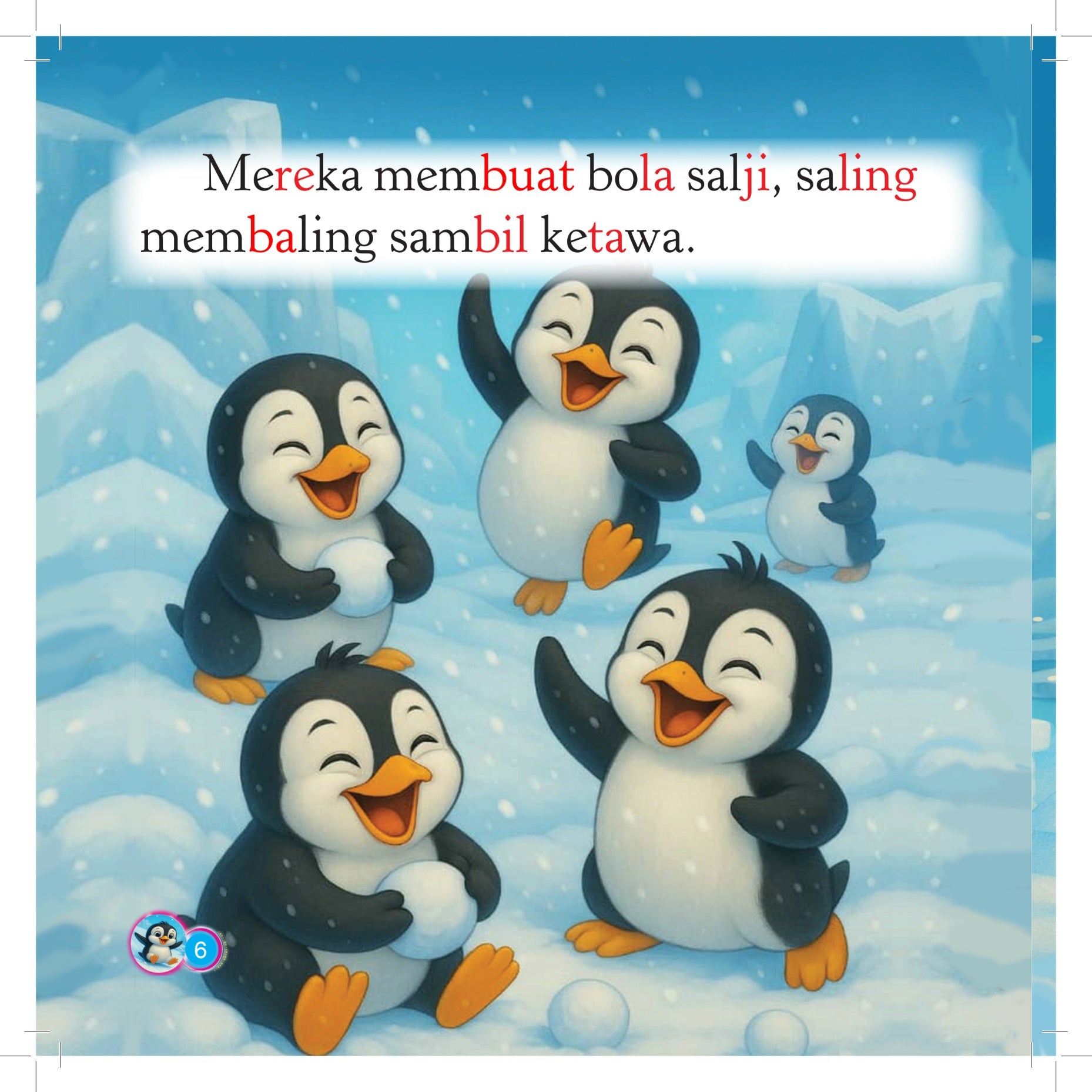 Siri Anak-anak Haiwan Comel : Anak Penguin Comel Main Salji
