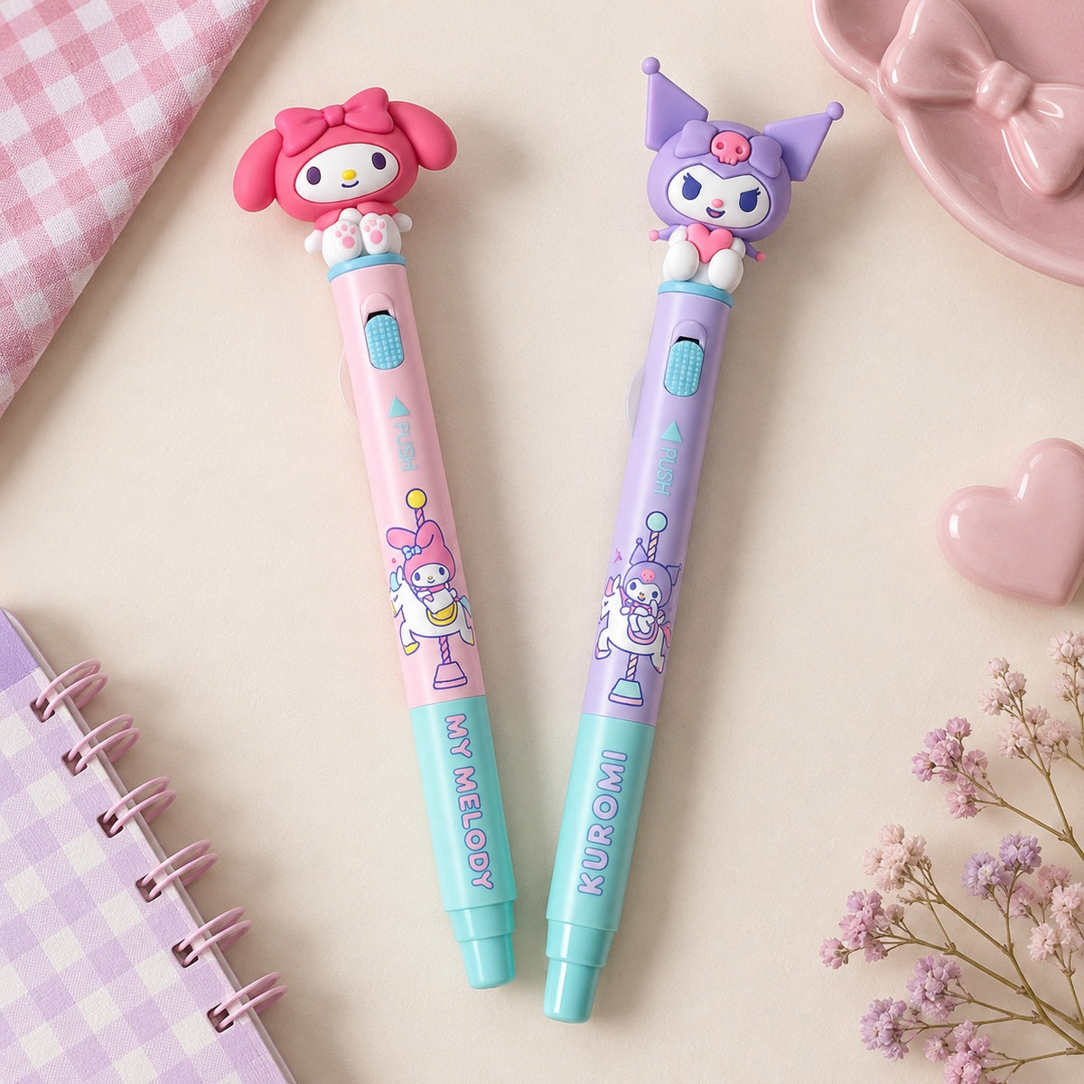  Sanrio Characters Light Up Gel Pen With 2 Refills 0.5mm Assorted 