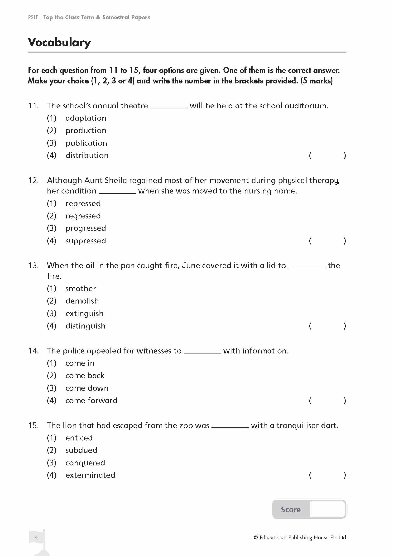 PSLE English Top The Class Term/Semestral Papers QR