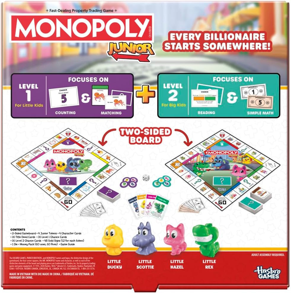 HASBRO GAMES MONOPOLY JUNIOR BOARD GAME 2 IN 1