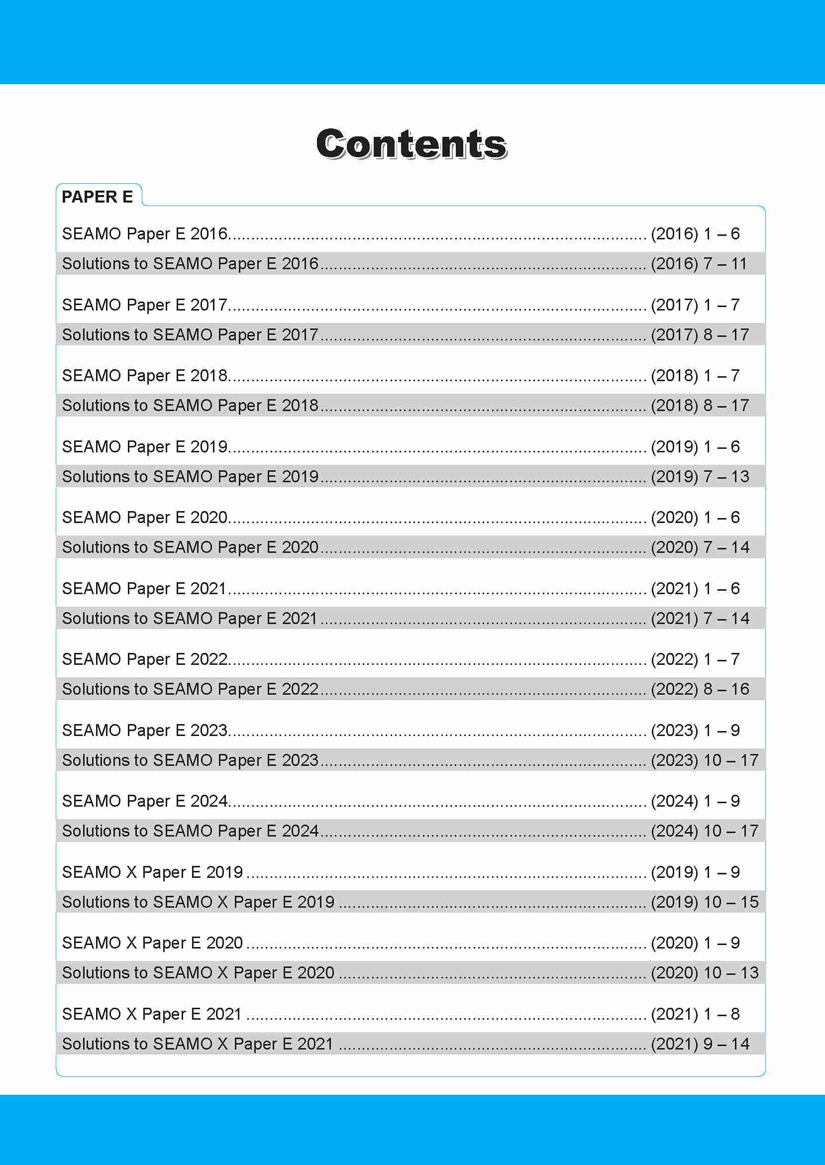 Secondary 3&4 SEAMO Math Olympiad International Competition Preparation Paper E (SEAMO 2016-2024 + SEAMO X 2019-2025)