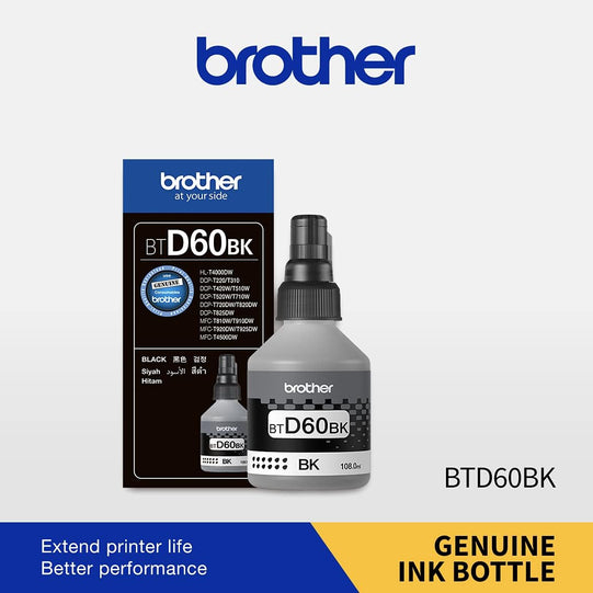 Brother BTD60BK Ink Bottle Compatible with DCP/HL/MFC Series, 6500-7500 pages, Black