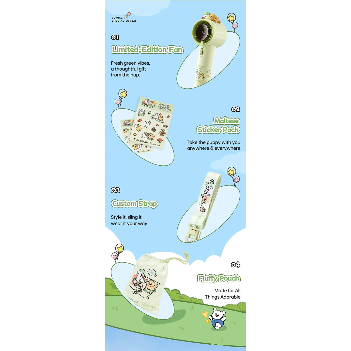 Jisulife PRO1 Green MALTESE Handheld Fan (5000MAH)