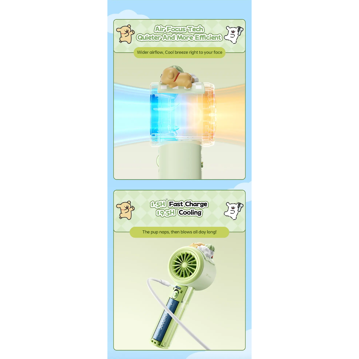 Jisulife PRO1 Green MALTESE Handheld Fan (5000MAH)