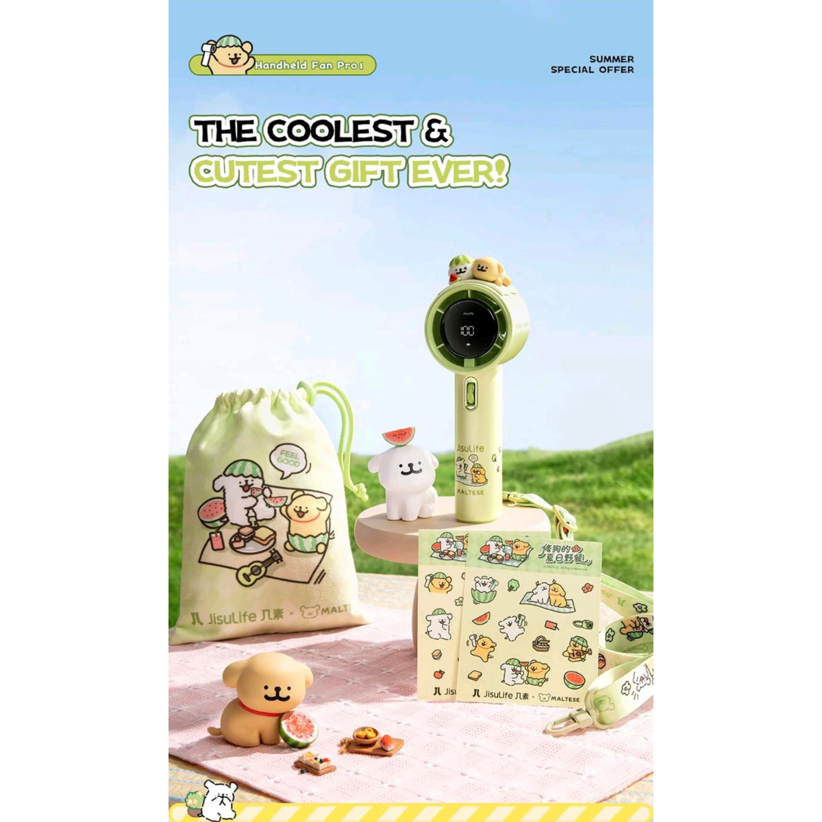 Jisulife PRO1 Green MALTESE Handheld Fan (5000MAH)