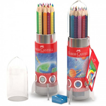 FABER-CASTELL 20 Pieces Grip Colour Pencil in Rocket Round Tin