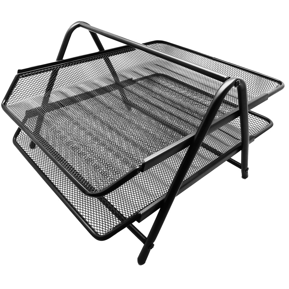 POP BAZIC Mesh 2 Layer Letter Tray Black - _MS, CLEANDESK, ECTL-2NDPCS50, ECTL-AUG23, ORGANIZER, POP BAZIC